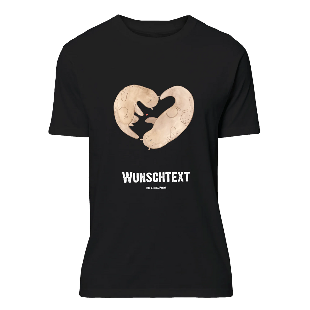 Personalisiertes T-Shirt Otter Herz T-Shirt mit Namen, T-Shirt mit Aufruck, Wunschtext, Bedrucken, Frauen, T-Shirt Personalisiert, Männer, Otter, Fischotter, Seeotter, gemeinsames Leben, Love you, Liebesbeweis, Liebe, Liebesgeschenk, Herz, Verlobung, Hochzeitstag, Jahrestag, Bessere Hälfte