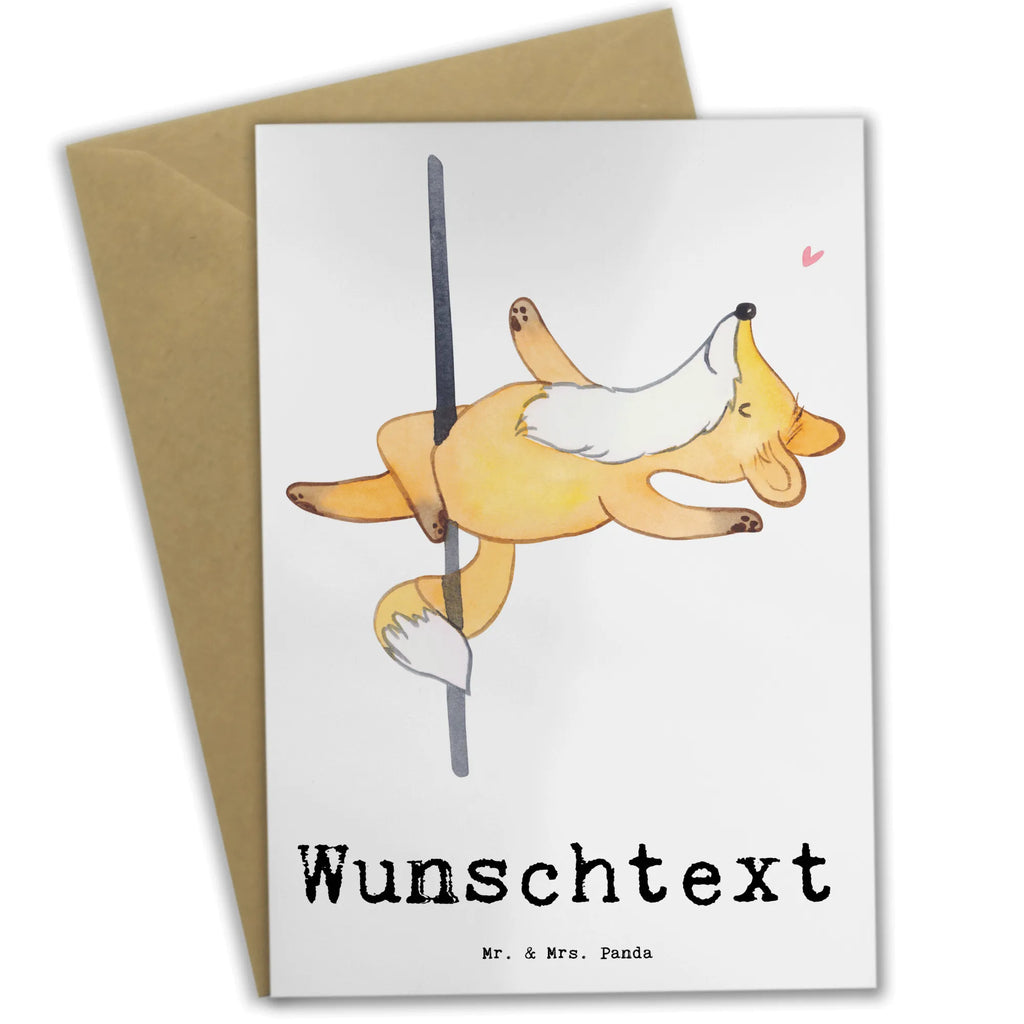 Personalisierte Grußkarte Fuchs Poledance Personalisierte Einladungskarte, Grußkarte selber drucken, Grußkarte mit persönlichen Nachrichten, Personalisiertere Klappkarte, Personalisierte Karte, Grußkarte selbst gestalten, Personalisierte Glückwunschkarte, Personalisierte Hochzeitskarte, Grußkarte mit Namen, Personalisierte Geburtstagskarte, Personalisierte Grußkarte, Grußkarten personalisiert, Grußkarte als Geldgeschenk, Geschenk, Sport, Sportart, Hobby, Schenken, Danke, Dankeschön, Auszeichnung, Gewinn, Sportler, Pole Dance, Tanzen, Tanz