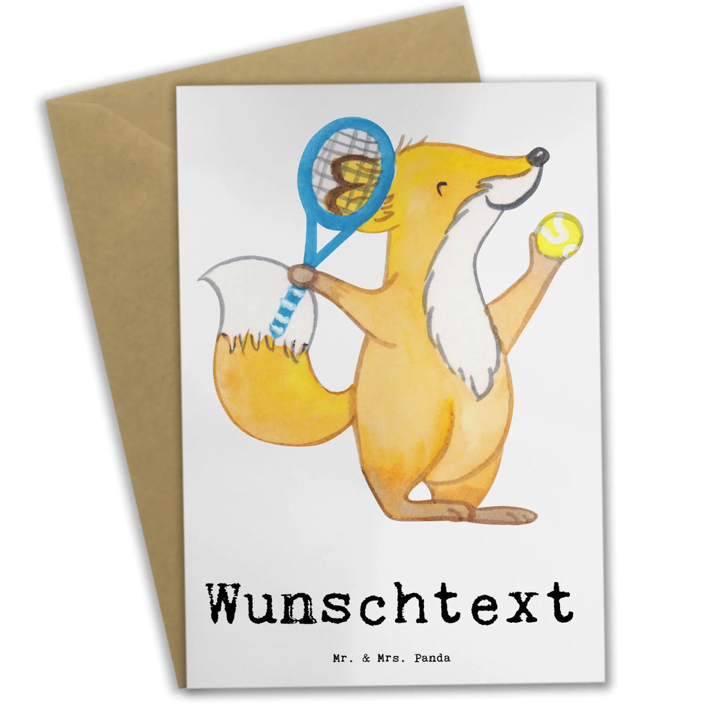 Personalised greetings card Fox play tennis Gift, sport, hobby, giving, thank you, award, profit, athlete, tennis tournament, tennis club, ball sport, Playing tennis