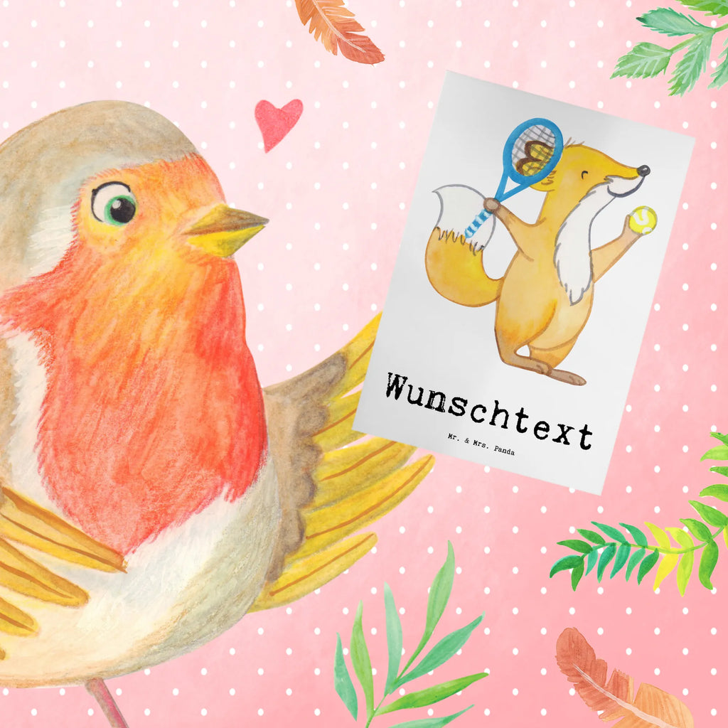 Personalised greetings card Fox play tennis Gift, sport, hobby, giving, thank you, award, profit, athlete, tennis tournament, tennis club, ball sport, Playing tennis