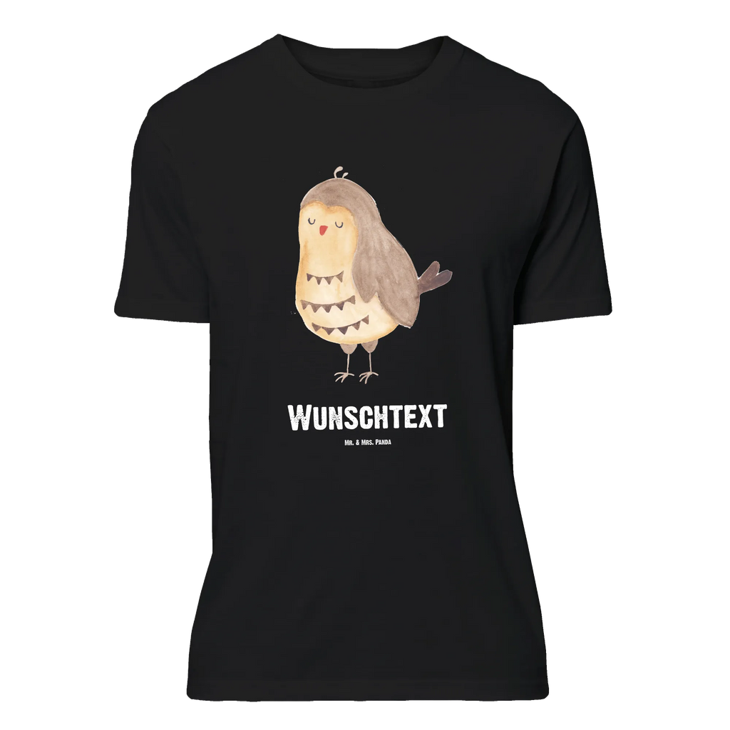 Personalised T-Shirt Owl Satisfied Wunschtext, T-Shirt mit Aufruck, T-Shirt mit Namen, T-Shirt Personalisiert, Bedrucken, Eule, Romantisch, Geschenk Hochzeitstag, Wortspiel Lustig, Owl, Eule Spruch, Spruch schön, Eule Deko, Liebe Spruch