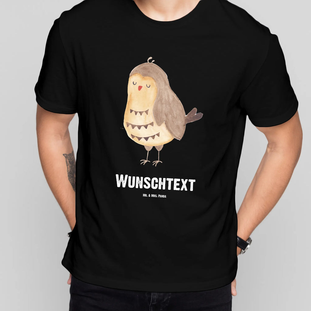 Personalised T-Shirt Owl Satisfied Wunschtext, T-Shirt mit Aufruck, T-Shirt mit Namen, T-Shirt Personalisiert, Bedrucken, Eule, Romantisch, Geschenk Hochzeitstag, Wortspiel Lustig, Owl, Eule Spruch, Spruch schön, Eule Deko, Liebe Spruch