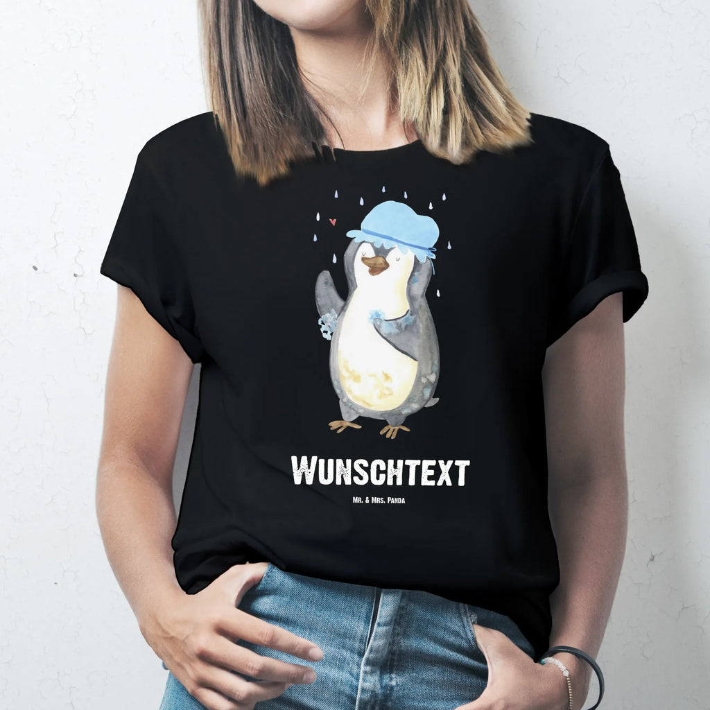 Rozmiar L Personalizowana koszulka Pingwin Prysznic T-Shirt Personalisiert, T-Shirt mit Namen, Bedrucken, Wunschtext, T-Shirt mit Aufruck, Pinguin, Duschen, Pinguine, Neustart, glücklich sein, Motivation, Lebensmotto, Dusche, Neuanfang