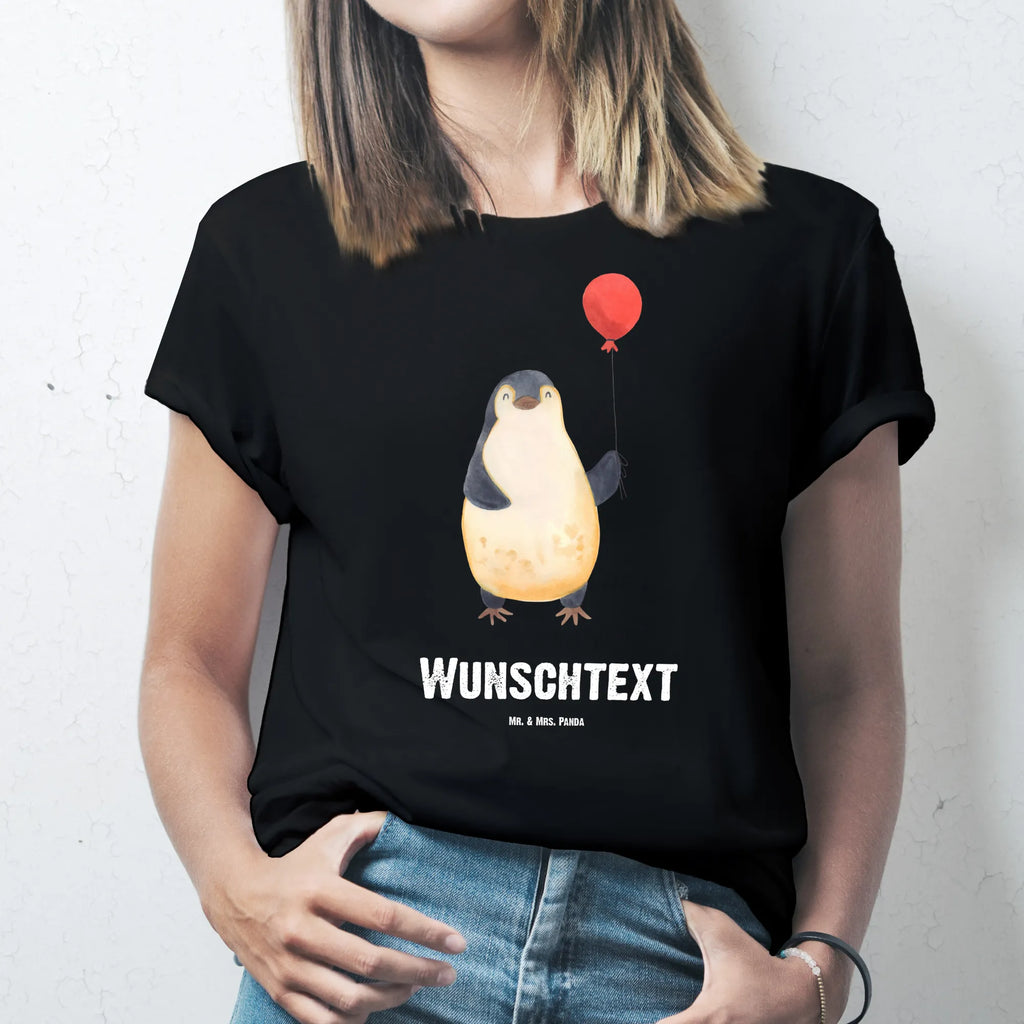 Rozmiar L Personalizowana koszulka pingwin balon Wunschtext, Bedrucken, T-Shirt mit Aufruck, T-Shirt mit Namen, T-Shirt Personalisiert, Pinguin, Liebe, Neustart, Pinguine, Luftballon, Geschenkidee, Tagträume, Lebenslust, Geschenk Freundin, Neues Leben, Glück, Motivation, Beste Freundin