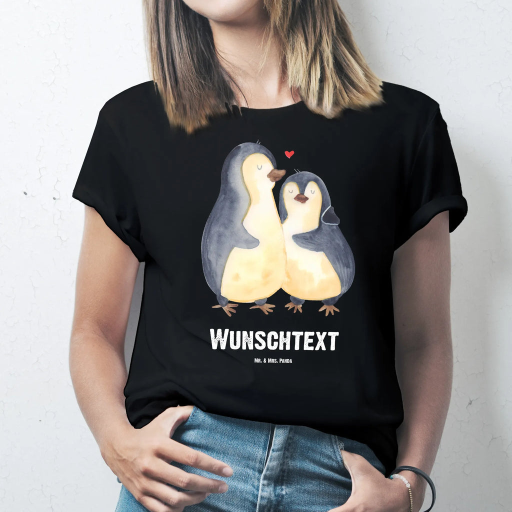 Rozmiar L Personalizowana koszulka Pingwin przytulać T-Shirt mit Aufruck, T-Shirt mit Namen, T-Shirt Personalisiert, Wunschtext, Bedrucken, Pinguin, Liebe, Liebesgeschenk, Hochzeitstag, Verlobung, Liebespaar, Hochzeitsgeschenk, Hochzeit, Liebesbeweis, Jahrestag