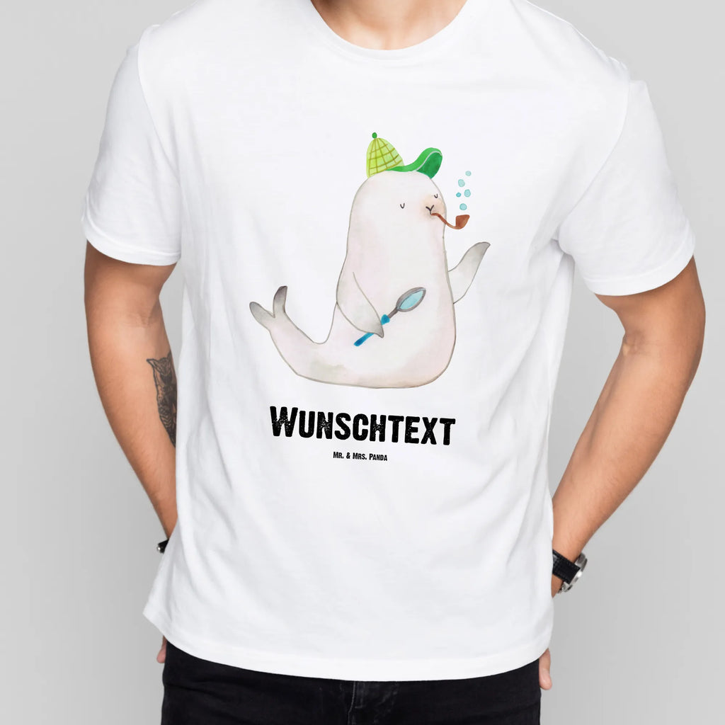 Personalisiertes T-Shirt Robbe Sherlock T-Shirt Personalisiert, Wunschtext, Bedrucken, T-Shirt mit Namen, T-Shirt mit Aufruck, Lustige Sprüche, Gute Laune, Tiere, Tiermotive