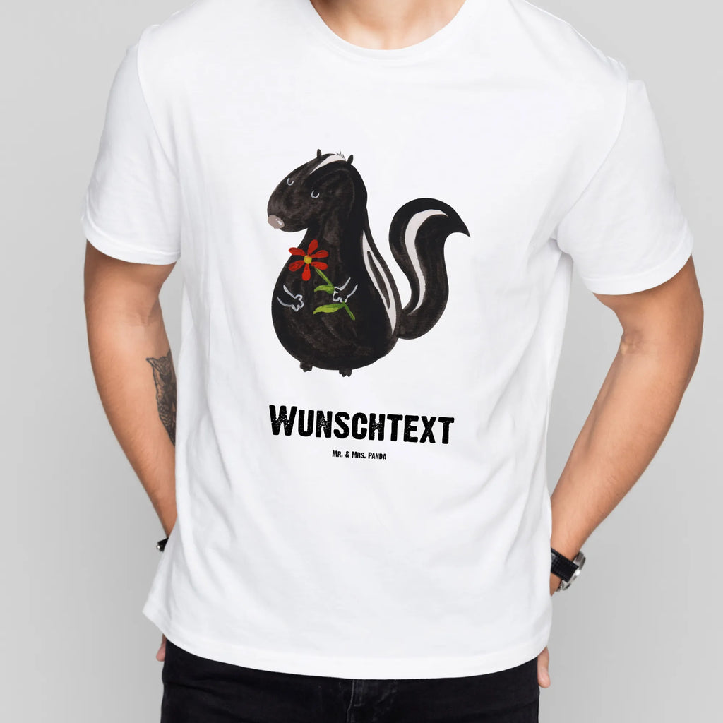 Personalisiertes T-Shirt Stinktier Blume Wunschtext, T-Shirt Personalisiert, T-Shirt mit Namen, Bedrucken, T-Shirt mit Aufruck, Stinktier, Skunk, Dreams, Träume, Wildtier, Stinker, Tagträumer, Stinki, Raubtier, Verträumt