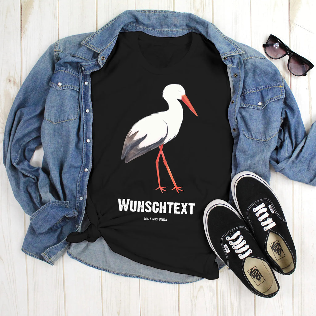 Rozmiar L Personalizowana koszulka Bocian T-Shirt mit Namen, Bedrucken, T-Shirt mit Aufruck, Wunschtext, T-Shirt Personalisiert, Frauen, Männer, Tiermotive, Gute Laune, lustige Sprüche, Tiere, Baby, Babybauch, Mutter werden, Geburt, Schwangerschaft, Mutter, Storch, Störche, Schwanger, Mütter