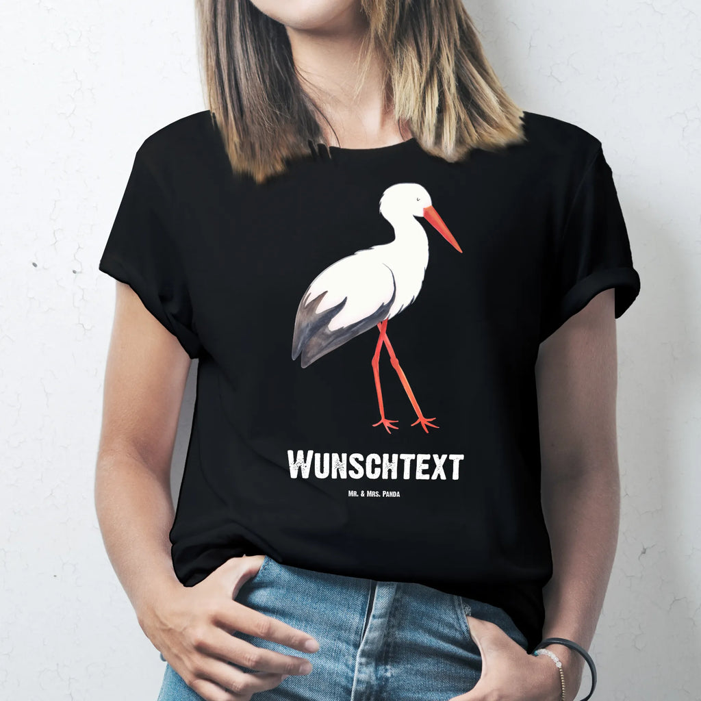 Rozmiar L Personalizowana koszulka Bocian T-Shirt mit Namen, Bedrucken, T-Shirt mit Aufruck, Wunschtext, T-Shirt Personalisiert, Frauen, Männer, Tiermotive, Gute Laune, lustige Sprüche, Tiere, Baby, Babybauch, Mutter werden, Geburt, Schwangerschaft, Mutter, Storch, Störche, Schwanger, Mütter