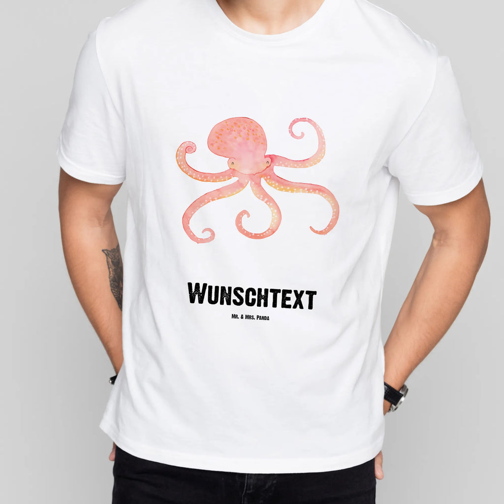 Rozmiar L Personalizowana koszulka Ośmiornica T-Shirt mit Aufruck, T-Shirt Personalisiert, Wunschtext, Bedrucken, T-Shirt mit Namen, Lustige Sprüche, Gute Laune, Tiere, Tiermotive, Meer, Tintenfisch, Ozean, Meerestier, Wasser, Arme, Krake