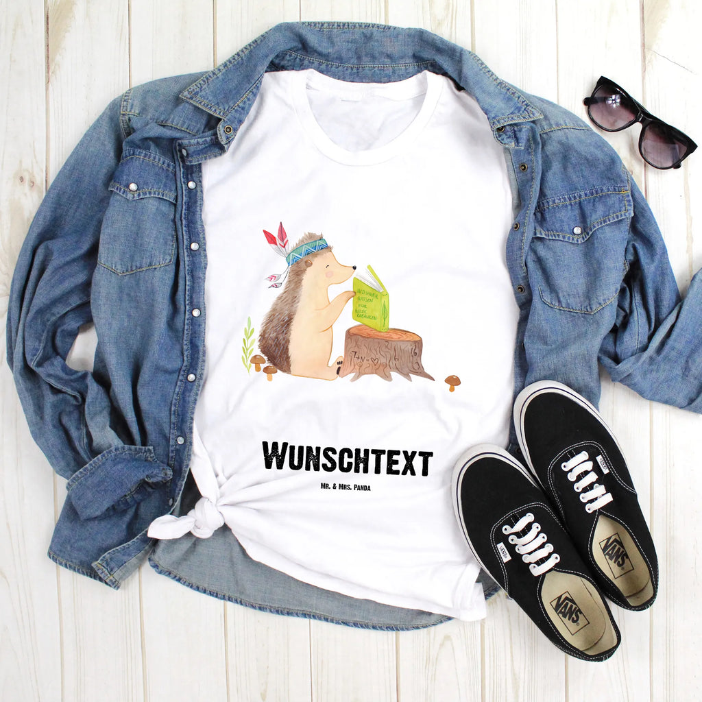 Rozmiar L Personalizowana koszulka jeż Ozdoba z piór T-Shirt mit Aufruck, T-Shirt Personalisiert, T-Shirt mit Namen, Tiere, Waldtiere, Abenteuer, Igel, Indianer, Lagerfeuer, Camping