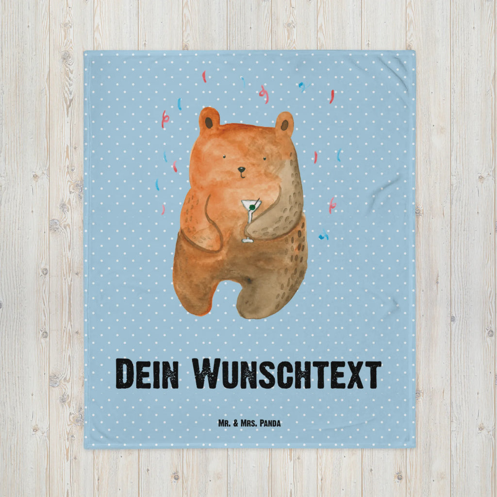 Personalisierte Decke Bär Party Decke bedrucken, Kuscheldecke bedrucken, Decke mit Namen, Kuscheldecke mit Namen, Personalisierte Decke, Bär, Teddy, Teddybär, Gute Laune, Party, Mitbringsel, Feiern, Geburtstagsgeschenk, Lustig, Geschenk, Abfeiern, Geburtstag
