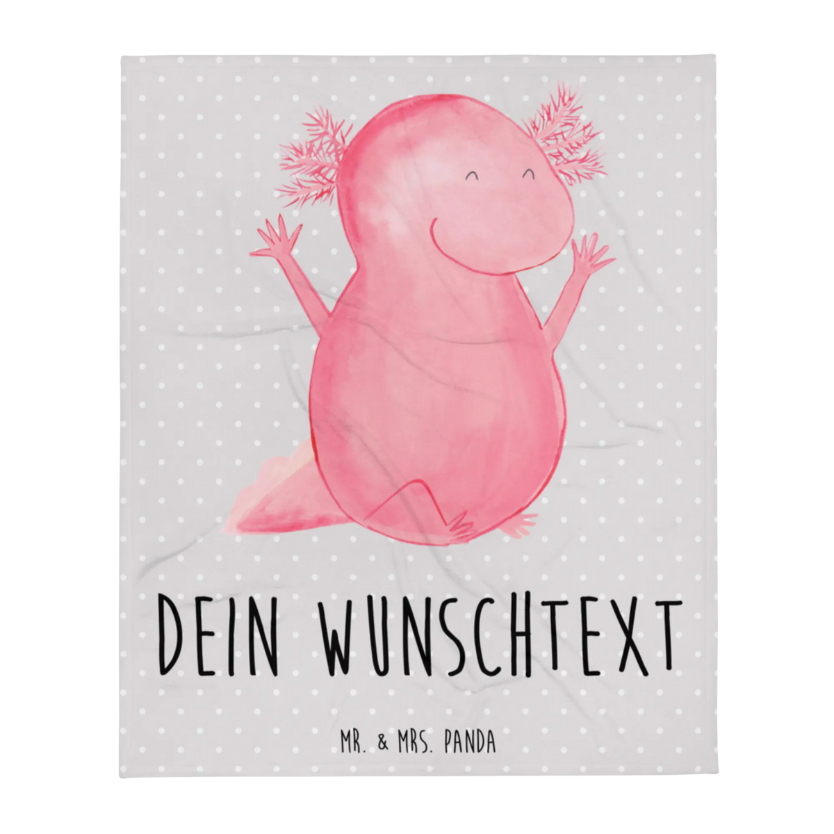 Personalised blanket axolotl Hooray Axelotl, marine animals, Mexican walking fish, salamander, amphibian, cheerful, satisfaction, joy, fun, tail