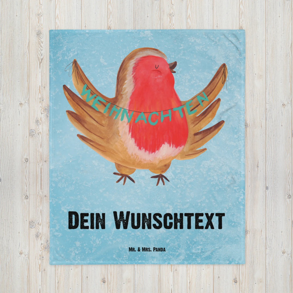 Personalisierte Decke Rotkehlchen Weihnachten Decke mit Namen, Kuscheldecke mit Namen, Kuscheldecke bedrucken, Decke bedrucken, Personalisierte Decke, Winter, Weihnachten, Weihnachtsdeko, Nikolaus, Advent, Heiligabend, Wintermotiv, Weihnachtsgruß, Weihnachtsmotiv, xmas, Vogel, Frohe Weihnachten