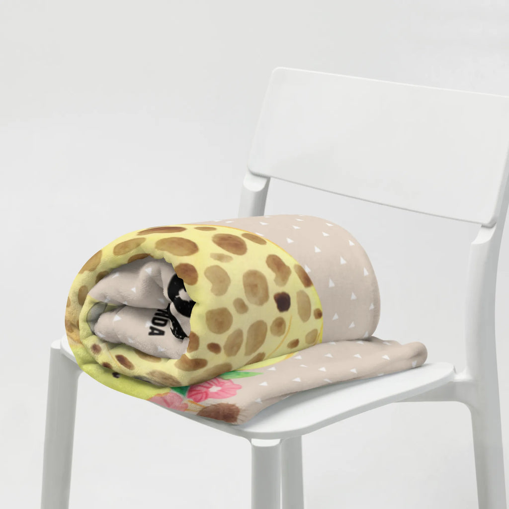 Personalizowany koc żyrafa Wieniec kwiatów Afryka, dzikie zwierzęta