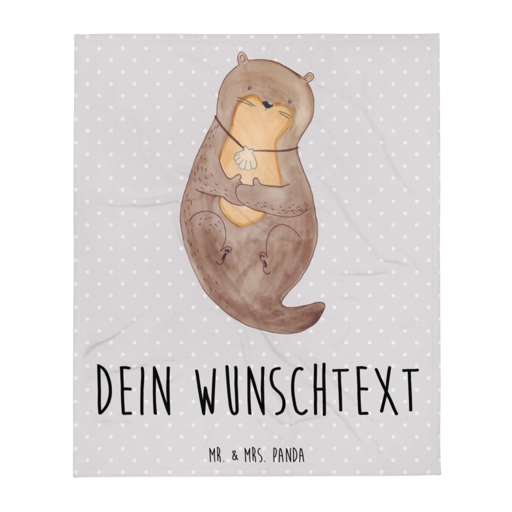 Personalisierte Decke Otter mit Muschelmedaillon Decke bedrucken, Personalisierte Decke, Decke mit Namen, Kuscheldecke mit Namen, Kuscheldecke bedrucken, Otter, Fischotter, Seeotter, Büro, Motivation, Otterliebe, grübeln, träumen, Tagträumen