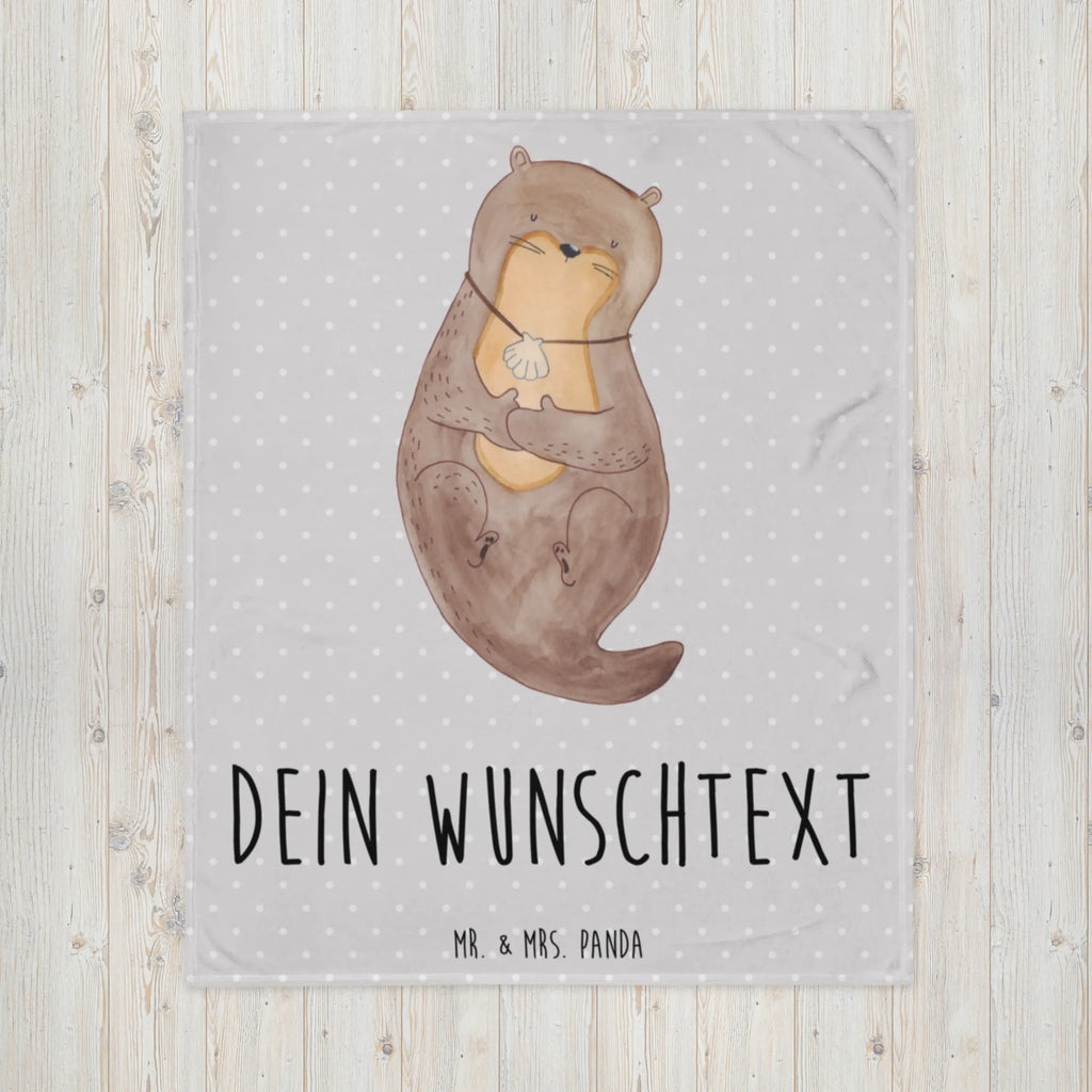 Personalisierte Decke Otter mit Muschelmedaillon Decke bedrucken, Personalisierte Decke, Decke mit Namen, Kuscheldecke mit Namen, Kuscheldecke bedrucken, Otter, Fischotter, Seeotter, Büro, Motivation, Otterliebe, grübeln, träumen, Tagträumen