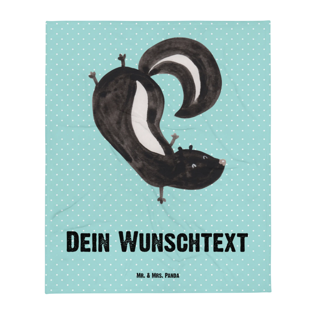 Personalisierte Decke Stinktier Handstand Kuscheldecke mit Namen, Decke mit Namen, Kuscheldecke bedrucken, Decke bedrucken, Personalisierte Decke, Stinktier, Skunk, Raubtier, Spielplatz, verpielt, Wildtier, Stinki, Stinker, Kind