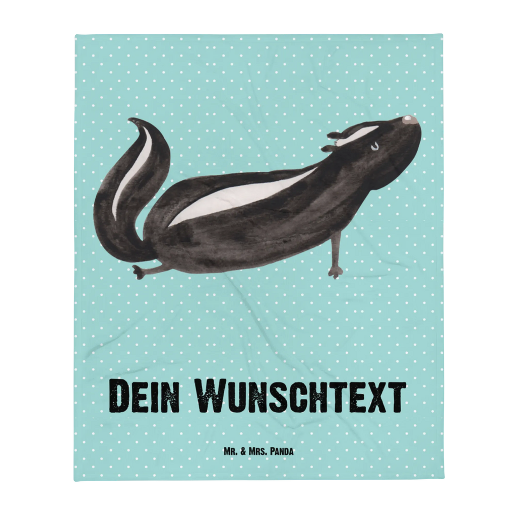 Personalisierte Decke Stinktier Yoga Decke bedrucken, Kuscheldecke bedrucken, Decke mit Namen, Kuscheldecke mit Namen, Personalisierte Decke, Stinktier, Skunk, Lebe, Lache, Raubtier, Yoga, Wildtier, Liebe, Namaste, Stinker, Stinki