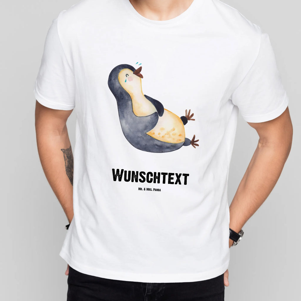 Personalised T-Shirt Penguin Laugh Bedrucken, T-Shirt Personalisiert, T-Shirt mit Aufruck, T-Shirt mit Namen, Wunschtext, Pinguin, Humor, Fröhlich, Lachen, Optimismus, Lustiger Spruch, Pinguine, Fröhlichkeit