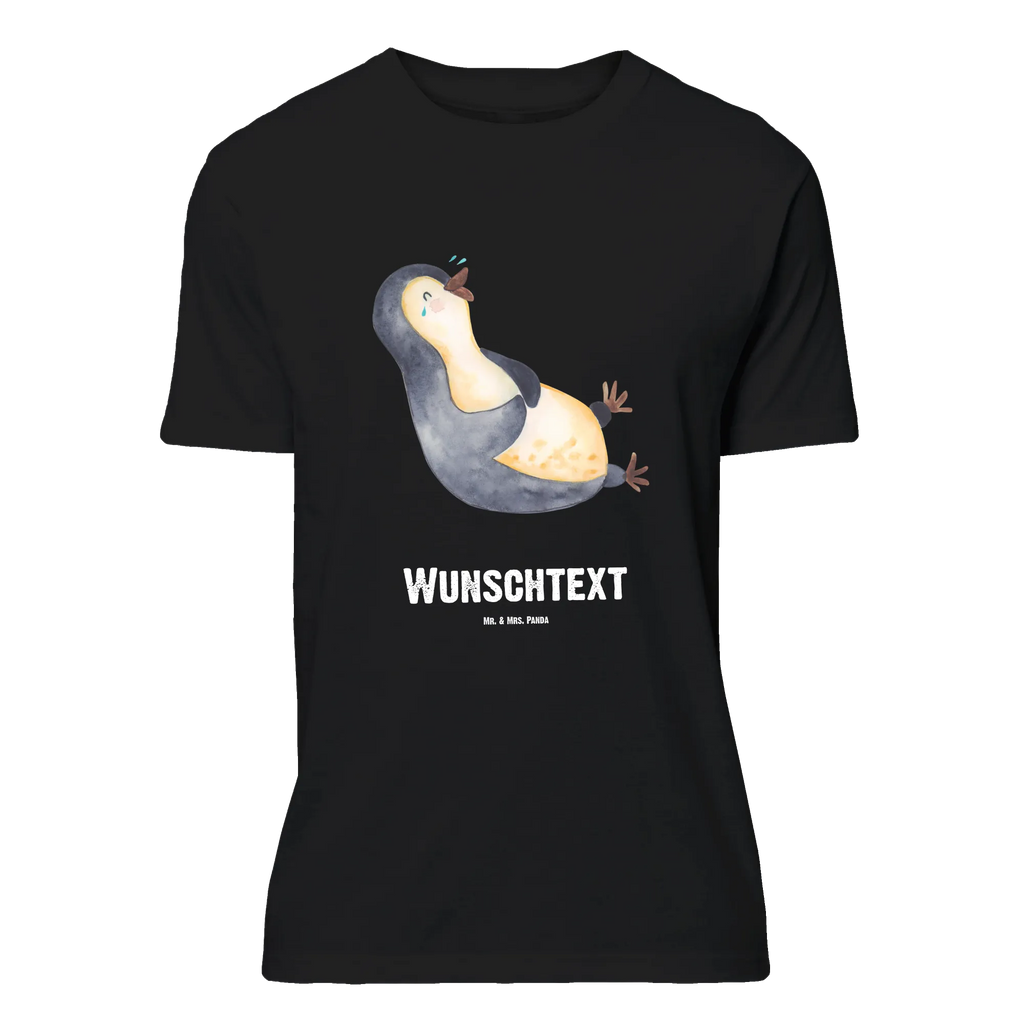 Personalised T-Shirt Penguin Laugh Bedrucken, T-Shirt Personalisiert, T-Shirt mit Aufruck, T-Shirt mit Namen, Wunschtext, Pinguin, Humor, Fröhlich, Lachen, Optimismus, Lustiger Spruch, Pinguine, Fröhlichkeit