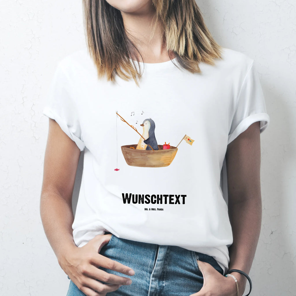 Rozmiar L Personalizowana koszulka pingwin łódka wędkarska T-Shirt mit Aufruck, T-Shirt mit Namen, T-Shirt Personalisiert, Bedrucken, Wunschtext, Pinguin, Angeln, Genießen, Pinguine, Angelboot, Boot, Lebenslust, Neuanfang, Motivation, Geschenkidee Liebeskummer, Trennung, Leben, Neustart, Scheidung