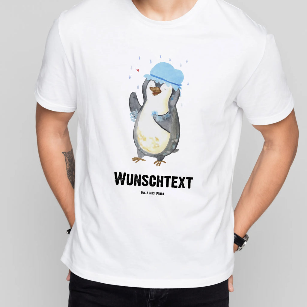 Rozmiar L Personalizowana koszulka Pingwin Prysznic T-Shirt Personalisiert, T-Shirt mit Namen, Bedrucken, Wunschtext, T-Shirt mit Aufruck, Pinguin, Duschen, Pinguine, Neustart, glücklich sein, Motivation, Lebensmotto, Dusche, Neuanfang