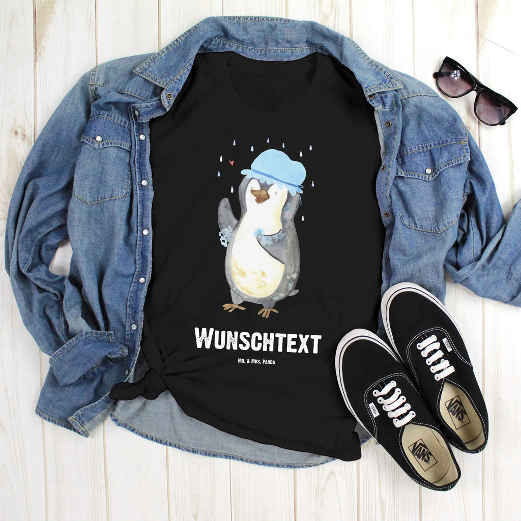 Rozmiar L Personalizowana koszulka Pingwin Prysznic T-Shirt Personalisiert, T-Shirt mit Namen, Bedrucken, Wunschtext, T-Shirt mit Aufruck, Pinguin, Duschen, Pinguine, Neustart, glücklich sein, Motivation, Lebensmotto, Dusche, Neuanfang