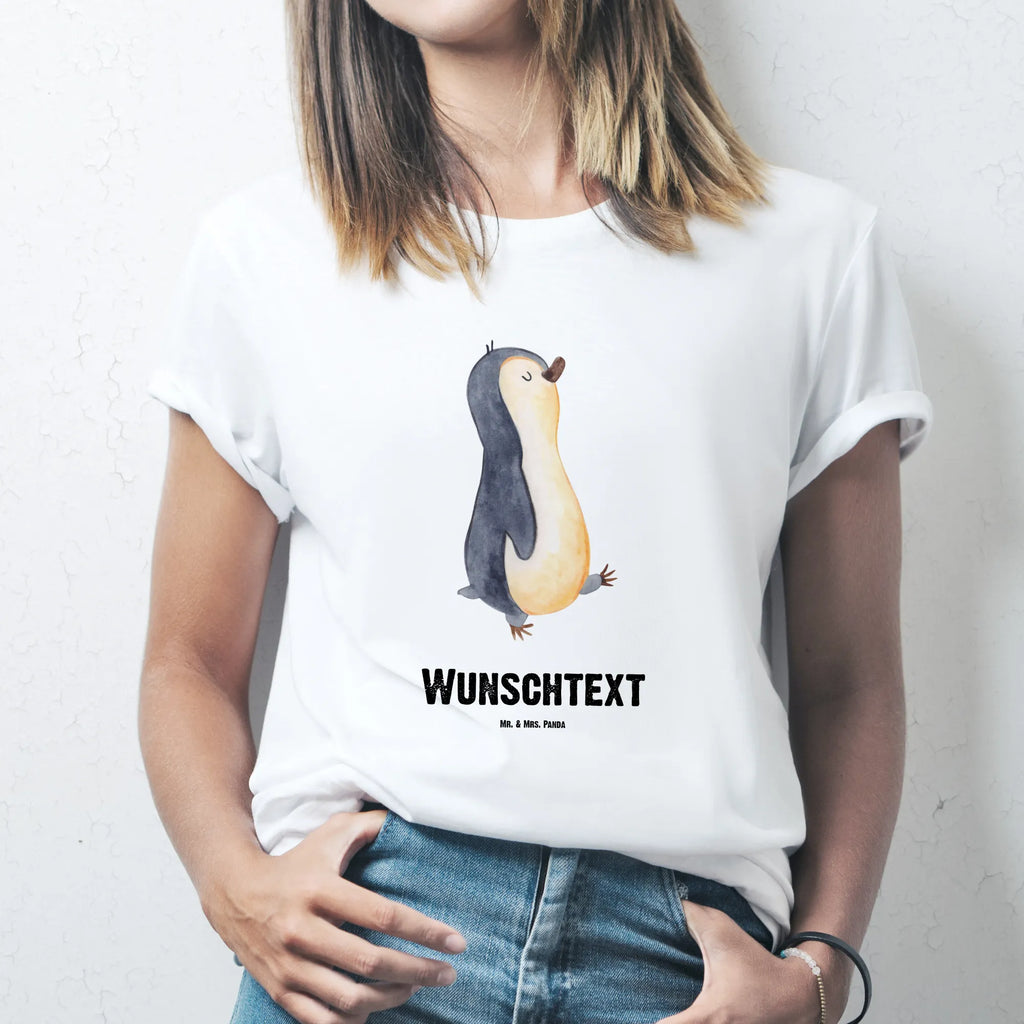 Rozmiar L Personalizowana koszulka Pingwin maszerować T-Shirt mit Namen, T-Shirt Personalisiert, T-Shirt mit Aufruck, Bedrucken, Wunschtext, Pinguin, Schwester, Familie, Langschläfer, Bruder, Frühaufsteher, Pinguine
