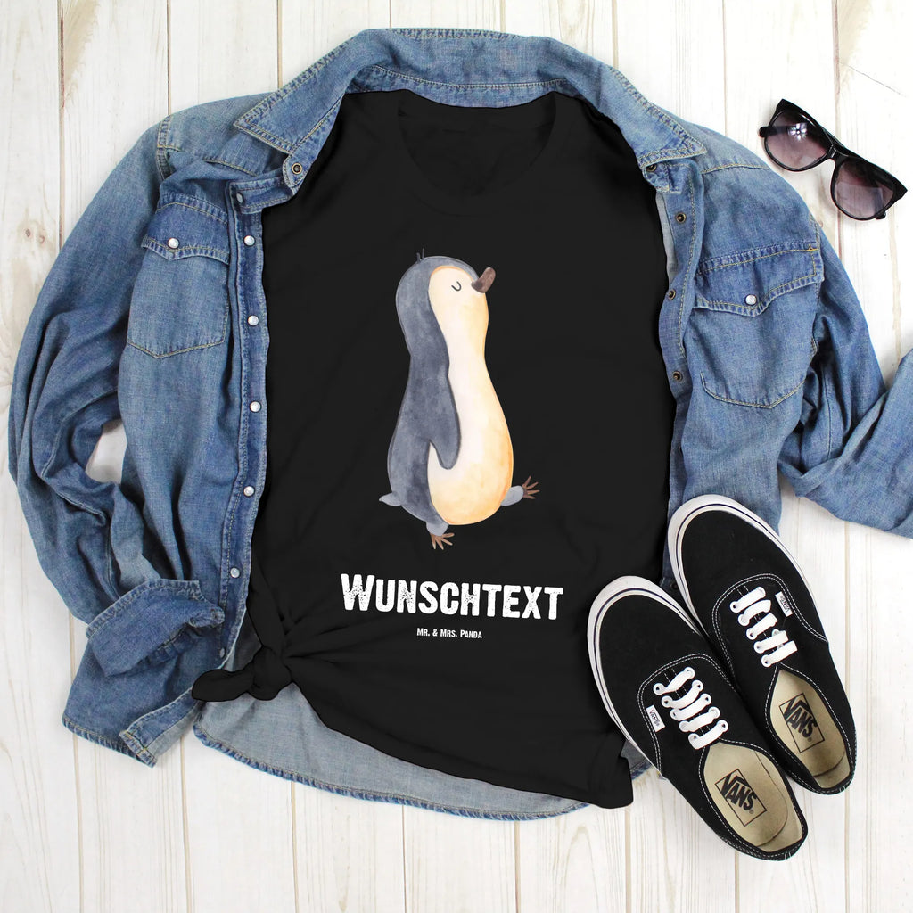 Rozmiar L Personalizowana koszulka Pingwin maszerować T-Shirt mit Namen, T-Shirt Personalisiert, T-Shirt mit Aufruck, Bedrucken, Wunschtext, Pinguin, Schwester, Familie, Langschläfer, Bruder, Frühaufsteher, Pinguine