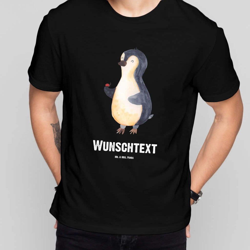 Rozmiar L Personalizowana koszulka Pingwin biedronka T-Shirt Personalisiert, T-Shirt mit Aufruck, Bedrucken, T-Shirt mit Namen, Wunschtext, Pinguin, Liebe, Wunder, Marienkäfer, Glück, Pinguine, Freude, Lebensfreude