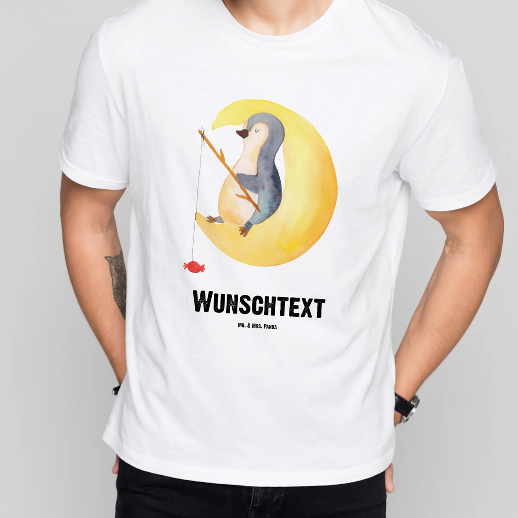 Rozmiar L Personalizowana koszulka pingwin księżyc T-Shirt mit Namen, T-Shirt Personalisiert, T-Shirt mit Aufruck, Pinguin, Pinguine, Gästezimmer, Spruch, schlafen, Schlafzimmer, Einschlafen, Nachtruhe, Schlafstörungen