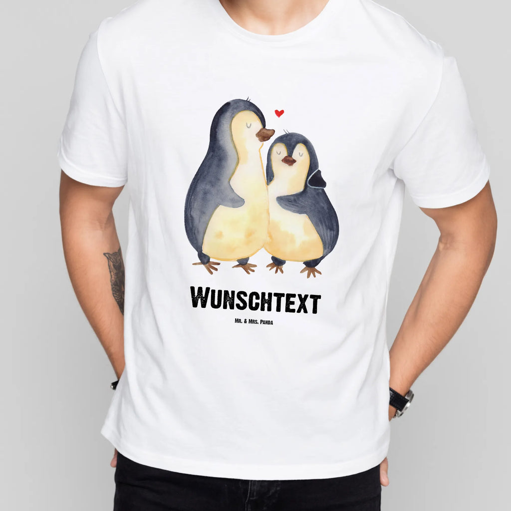 Rozmiar L Personalizowana koszulka Pingwin przytulać T-Shirt mit Aufruck, T-Shirt mit Namen, T-Shirt Personalisiert, Wunschtext, Bedrucken, Pinguin, Liebe, Liebesgeschenk, Hochzeitstag, Verlobung, Liebespaar, Hochzeitsgeschenk, Hochzeit, Liebesbeweis, Jahrestag