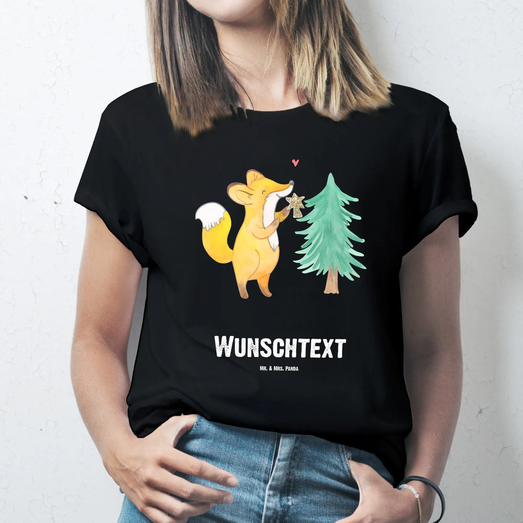 Personalised T-Shirt Fox Christmas tree T-Shirt mit Namen, Wunschtext, T-Shirt Personalisiert, T-Shirt mit Aufruck, Bedrucken, Nikolaus, Weihnachtsdeko, Winter, Heiligabend, Advent, Wintermotiv, Weihnachten, Weihnachtsmann, Fuchs, Weihnachtszeit, Schlittschuh, Weihnachtsdekoration, Weihnachtstage