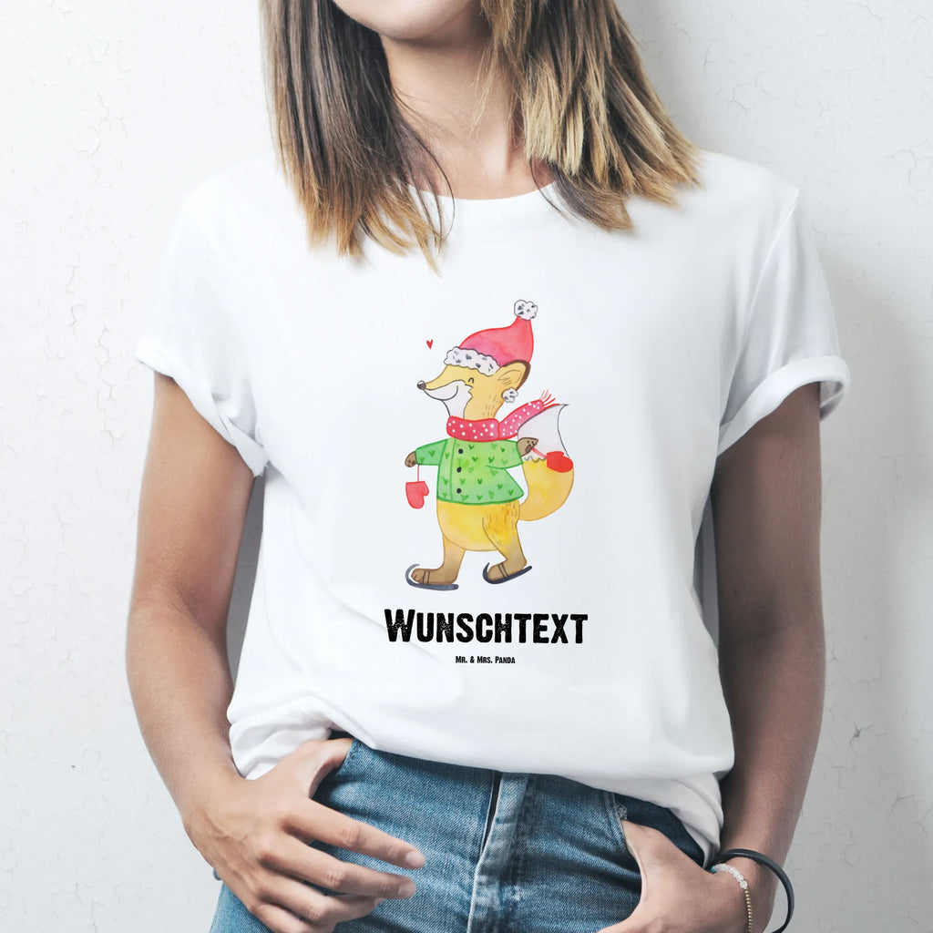 Rozmiar L Personalizowana koszulka lis łyżwy Bedrucken, T-Shirt mit Aufruck, T-Shirt Personalisiert, Wunschtext, T-Shirt mit Namen, Nikolaus, Weihnachtsdeko, Winter, Heiligabend, Advent, Wintermotiv, Weihnachten, Weihnachtsmann, Weihnachtsbaum, Weihnachtszeit, Weihnachtstage, Tannenbaum