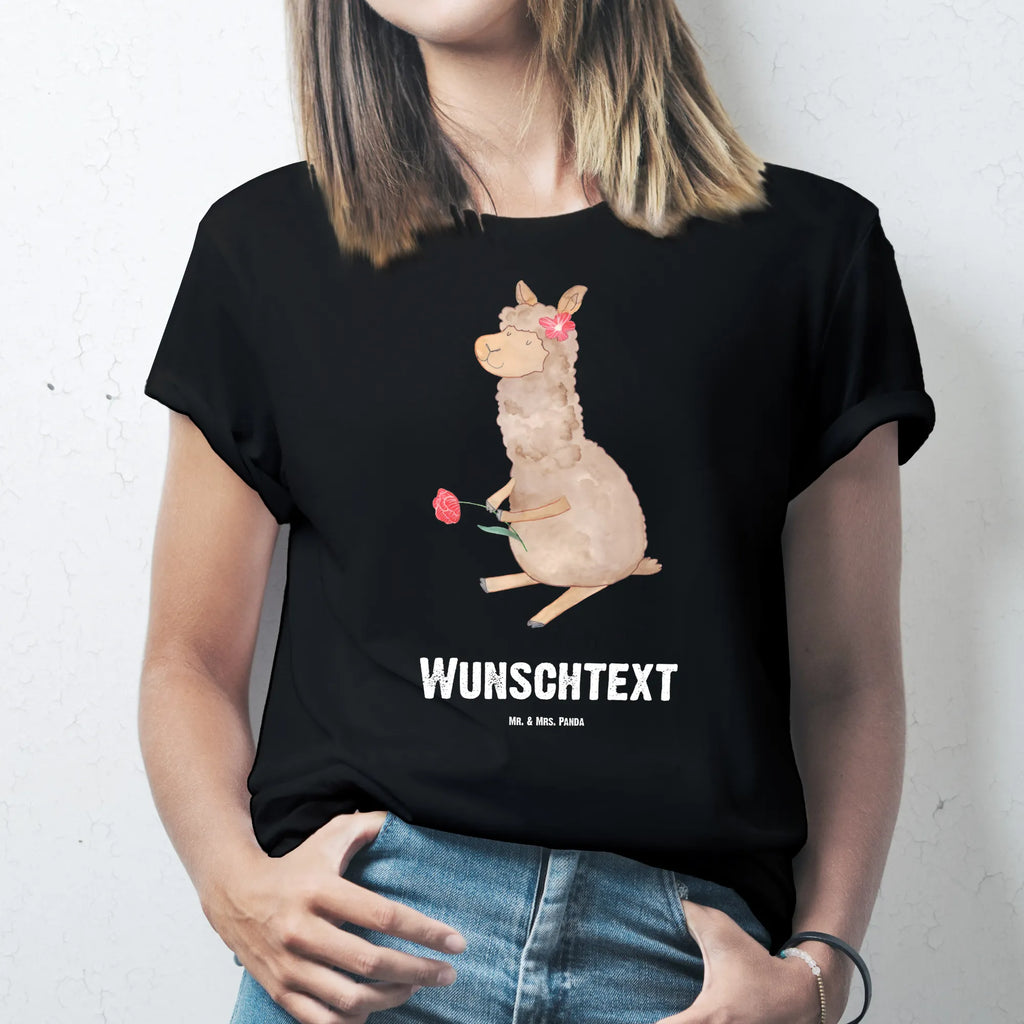 Personalised T-Shirt alpaca flower T-Shirt mit Aufruck, Wunschtext, T-Shirt mit Namen, Bedrucken, T-Shirt Personalisiert, Alpaka, Lama, Lamas, Alpaka Witz, Alpaka Geschenk, Alpaka Dekor, Alpaka Dekoration, Motiv Alpaka, Blume, Alpaka Zitat, Alpaka Spruch