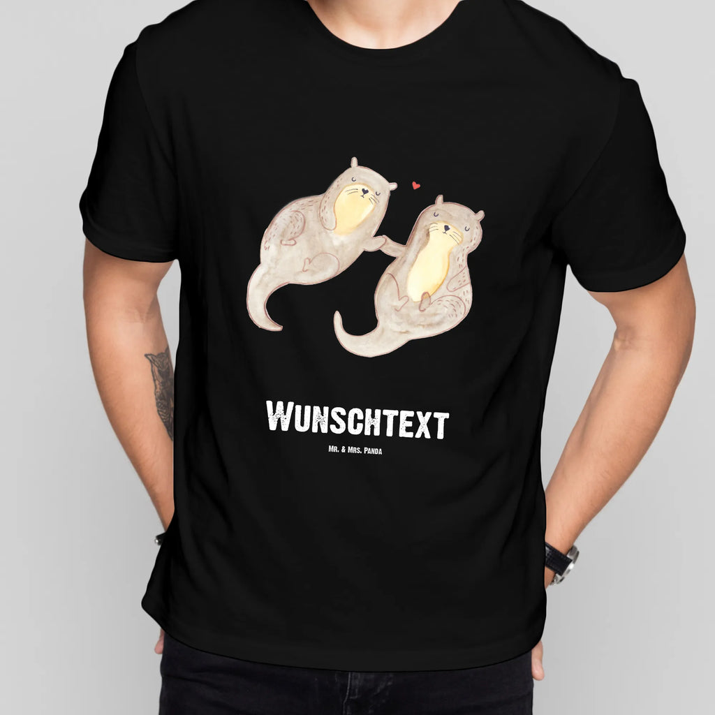Rozmiar L Personalizowana koszulka wydra trzymać się za ręce T-Shirt Personalisiert, Wunschtext, Bedrucken, T-Shirt mit Aufruck, T-Shirt mit Namen, Fischotter, Seeotter, Otter, Otter Seeotter See Otter