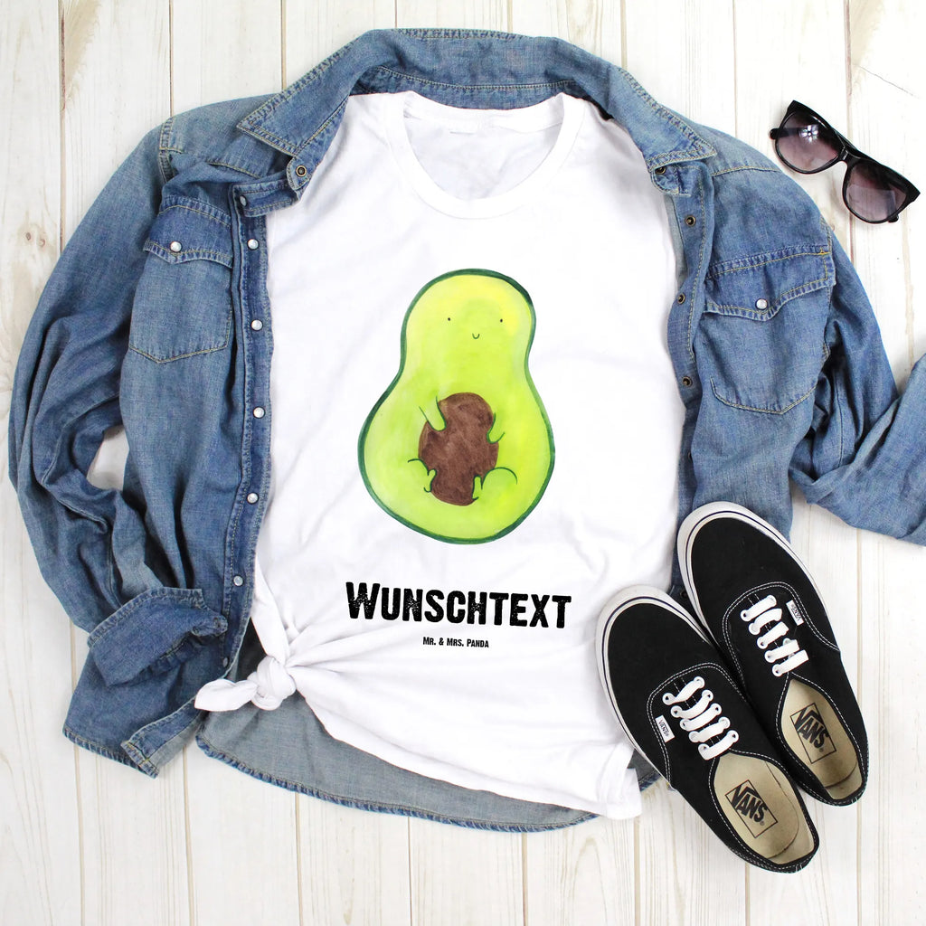 Personalisiertes T-Shirt Avocado mit Kern T-Shirt mit Namen, Wunschtext, Bedrucken, T-Shirt mit Aufruck, T-Shirt Personalisiert, Veggie, Vegan, Avocado, Gesund, Avocadokern, Spruch Leben, Pflanze, Avokado, Kern