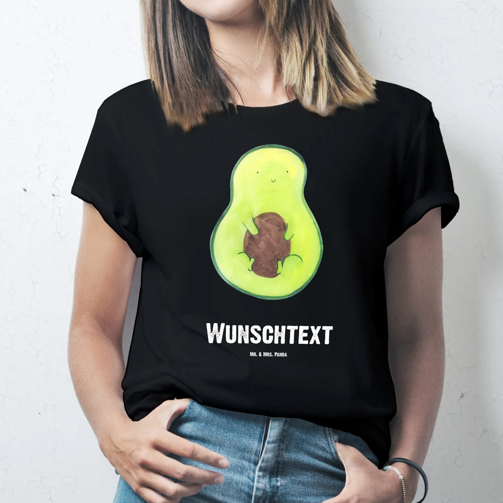 Personalisiertes T-Shirt Avocado mit Kern T-Shirt mit Namen, Wunschtext, Bedrucken, T-Shirt mit Aufruck, T-Shirt Personalisiert, Veggie, Vegan, Avocado, Gesund, Avocadokern, Spruch Leben, Pflanze, Avokado, Kern