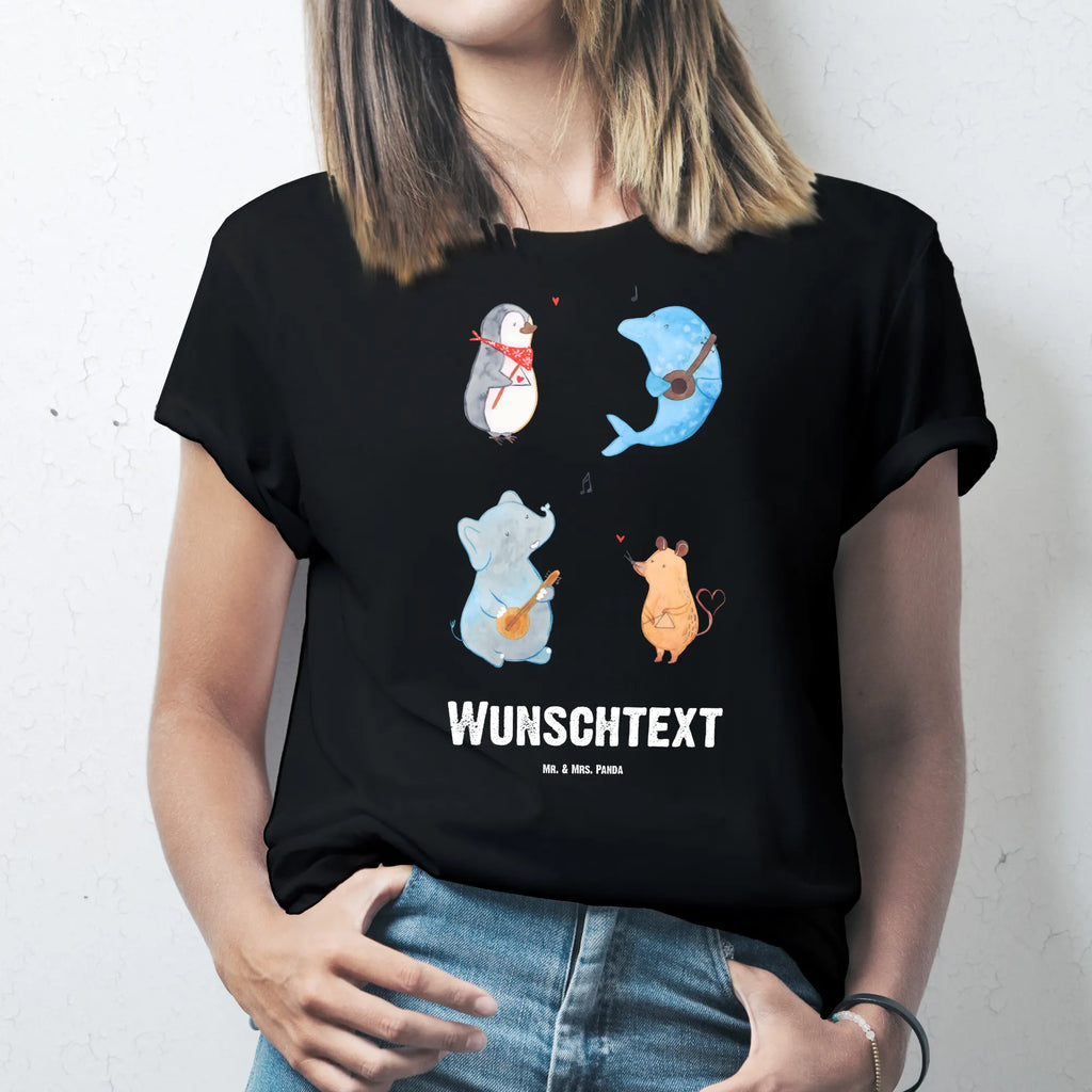 Rozmiar L Personalizowana koszulka Wielki zespół Bedrucken, T-Shirt Personalisiert, T-Shirt mit Aufruck, T-Shirt mit Namen, Wunschtext, Lustige Sprüche, Gute Laune, Tiere, Tiermotive, Musikanten, Hund, Gitarre, Maus, Musik, Delfin, Elefant, Triangel, Pinguin, Band