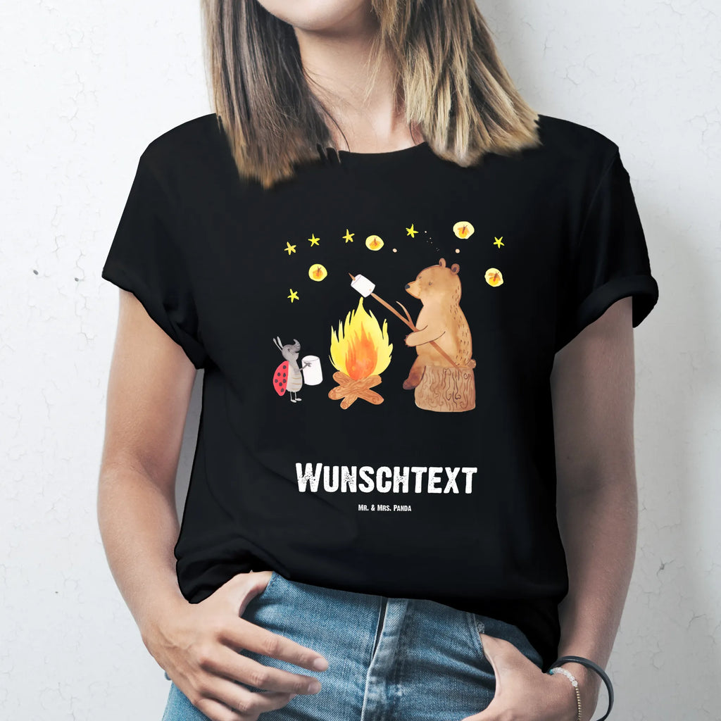 Personalisiertes T-Shirt Bär & Marienkäfer Lagerfeuer T-Shirt mit Namen, Wunschtext, T-Shirt mit Aufruck, T-Shirt Personalisiert, Bedrucken, Teddybär, Teddy, Bär, Lagerfeuer