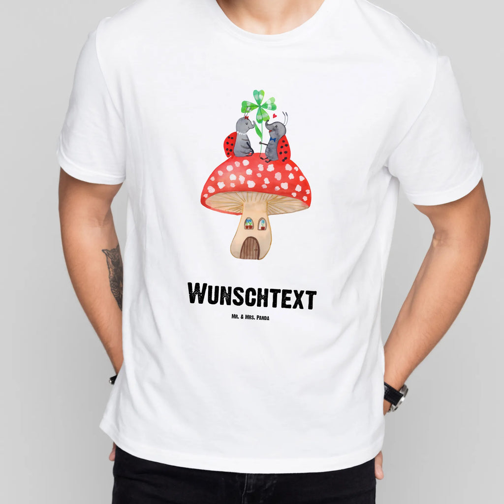 Personalised T-Shirt ladybug toadstool T-Shirt mit Namen, Wunschtext, Bedrucken, T-Shirt mit Aufruck, T-Shirt Personalisiert, Lustige Sprüche, Gute Laune, Tiere, Tiermotive, Marienkäfer, Wohnung, Haus, Zuhause, Fliegenpilz, Fleigenpilzhaus