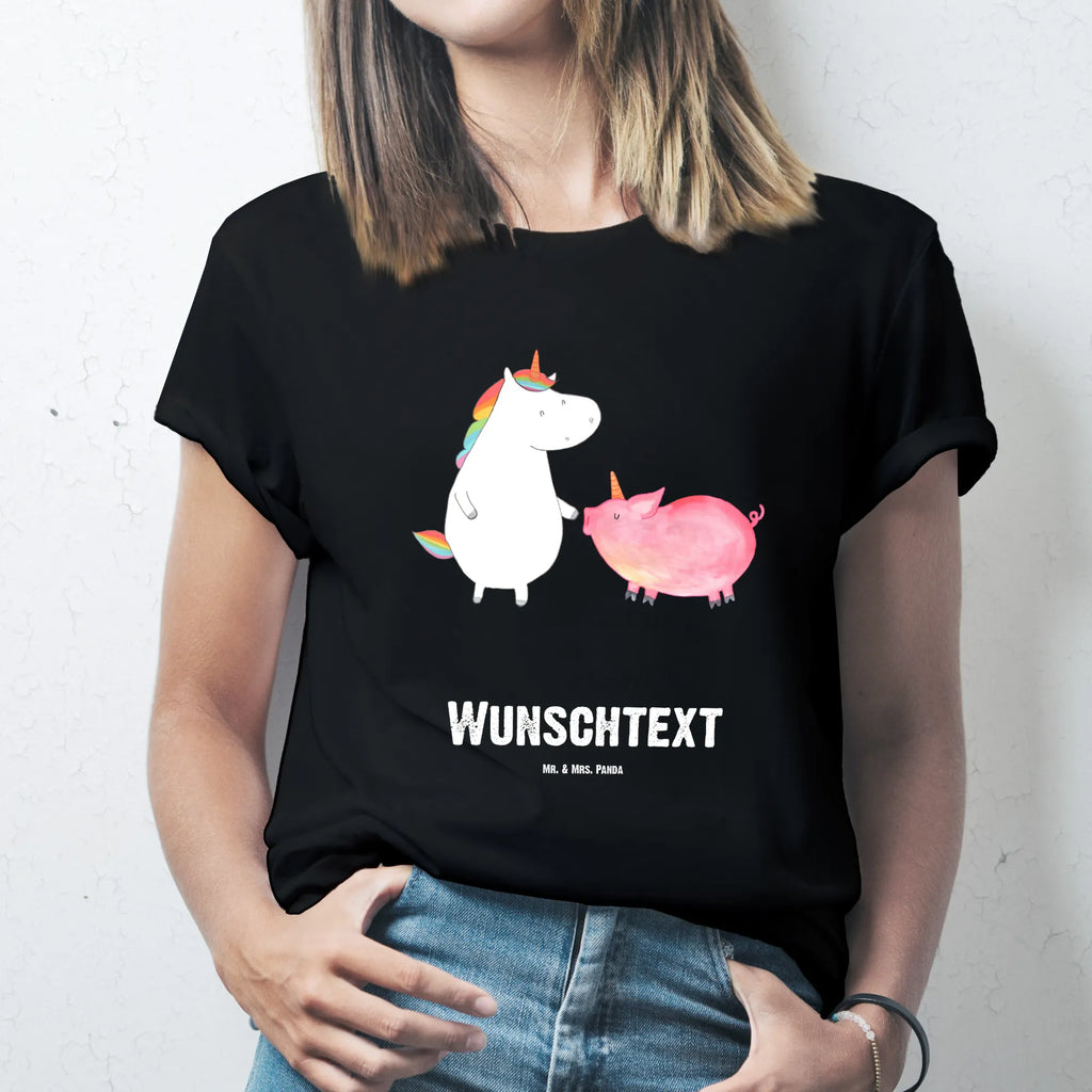 Rozmiar L Personalizowana koszulka jednorożec świnia T-Shirt mit Namen, T-Shirt Personalisiert, Bedrucken, Wunschtext, T-Shirt mit Aufruck, Einhorn Deko, Unicorn, Einhorn, Einhörner, Schwein, Freundin, Schweinhorn, Freundschaft, Schweinchen