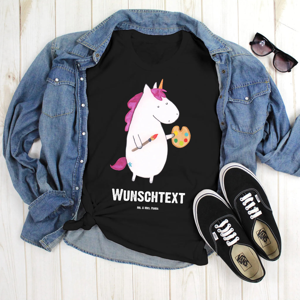 Personalised T-Shirt unicorn Artist Bedrucken, T-Shirt mit Namen, T-Shirt mit Aufruck, Wunschtext, T-Shirt Personalisiert, Einhorn Deko, Unicorn, Einhorn, Einhörner, Maler, Farbe, Geschenk, Pinsel, Englisch, Artist, Zeichnen, Welt, Malen, Künstler, Stift