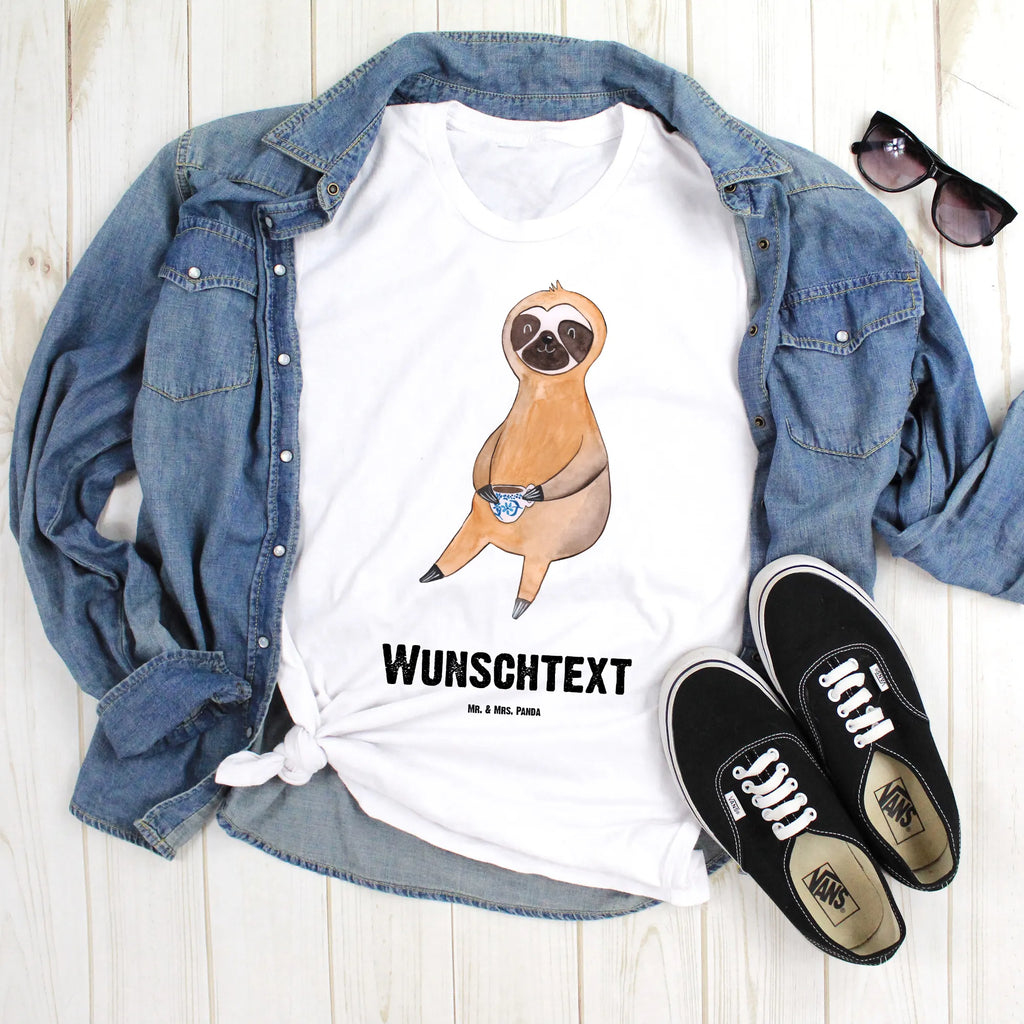 Rozmiar L Personalizowana koszulka Leniwiec kawa T-Shirt Personalisiert, Wunschtext, Bedrucken, T-Shirt mit Namen, T-Shirt mit Aufruck, Faultier Deko, Faultier Geschenk, Faultier, faul, Frühaufsteher, Faultiere, Kaffeegetränk, Coffee, Morgenmuffel, Erster Kaffee, Lieblingstier, Kaffeetasse, Genießer, Kaffee
