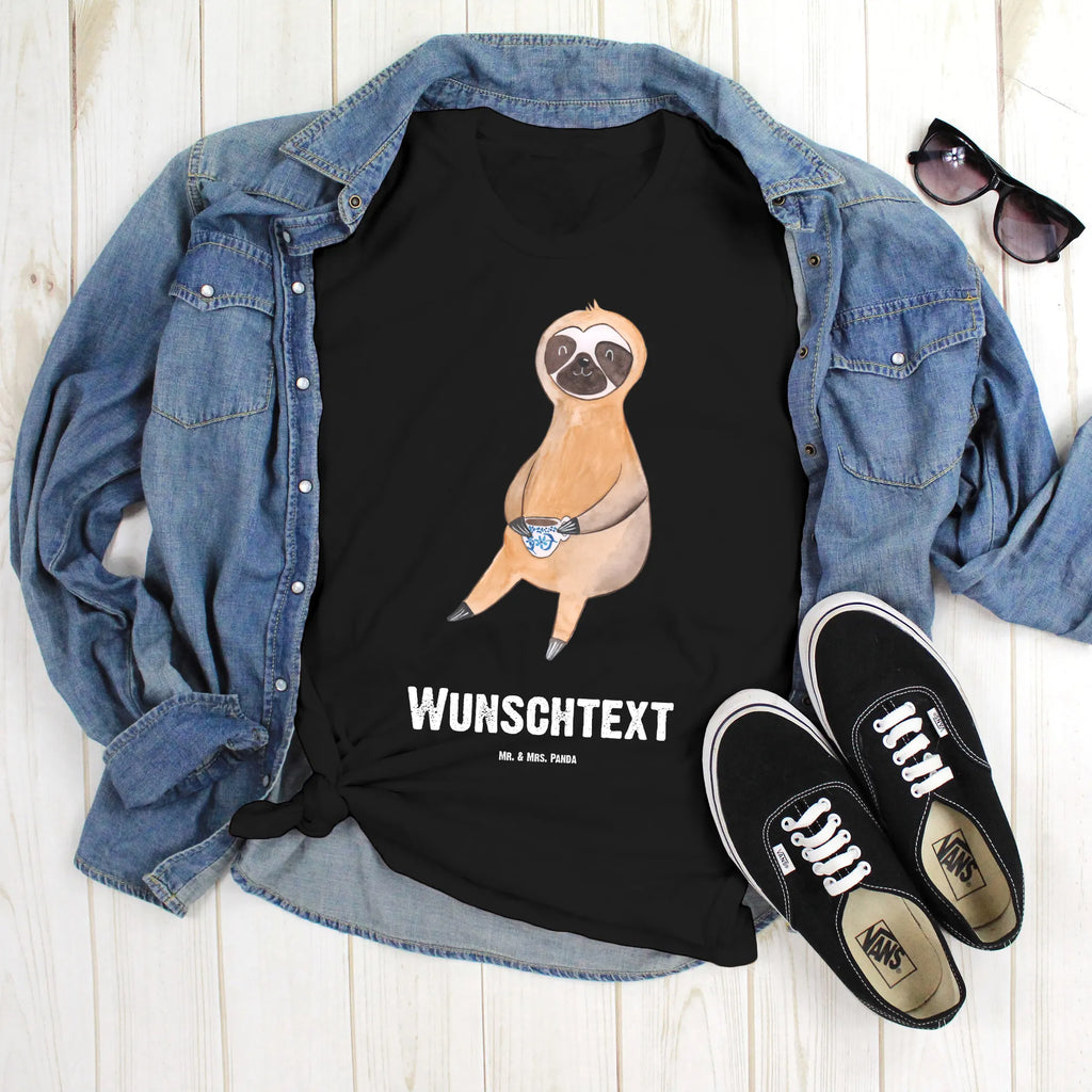 Rozmiar L Personalizowana koszulka Leniwiec kawa T-Shirt Personalisiert, Wunschtext, Bedrucken, T-Shirt mit Namen, T-Shirt mit Aufruck, Faultier Deko, Faultier Geschenk, Faultier, faul, Frühaufsteher, Faultiere, Kaffeegetränk, Coffee, Morgenmuffel, Erster Kaffee, Lieblingstier, Kaffeetasse, Genießer, Kaffee