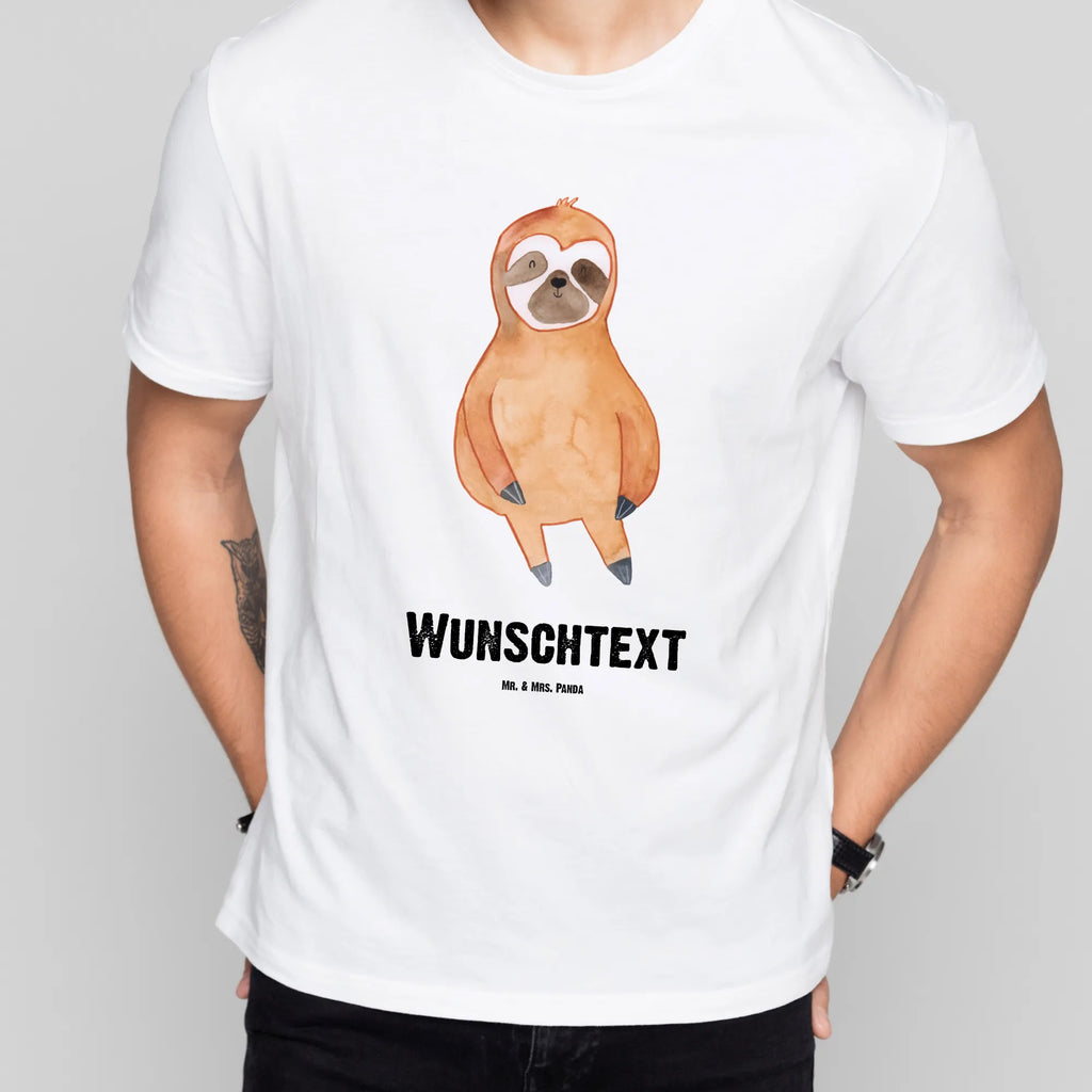 Rozmiar L Personalizowana koszulka leniwiec Zadowolony T-Shirt mit Namen, Bedrucken, T-Shirt Personalisiert, T-Shirt mit Aufruck, Wunschtext, Faultier Deko, Faultier Geschenk, Faultier, Frieden, Pause, Relaxen, Ruhe, faul, Zufriedenheit, Gelassenheit, Lieblingstier, glücklich, Happy, Zufrieden, Faultiere, Glück