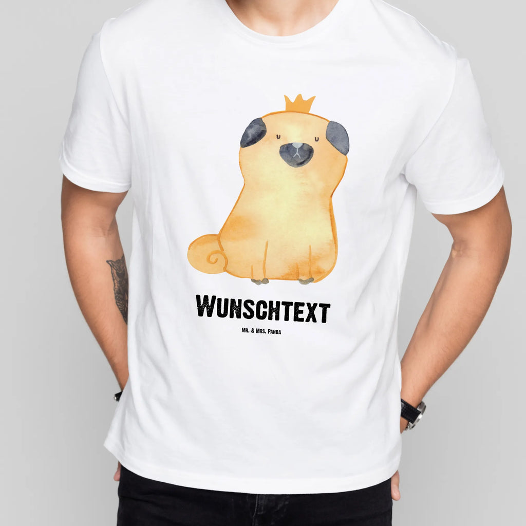 Personalisiertes T-Shirt Mops Krone Bedrucken, Wunschtext, Männer, T-Shirt mit Aufruck, Frauen, T-Shirt mit Namen, T-Shirt Personalisiert, Hund, Hundemotiv, Haustier, Hunderasse, Tierliebhaber, Hundebesitzer, Sprüche, lustig, Hundebesitzer. Spruch, kinderlos, allergisch, Hausregel, Mops