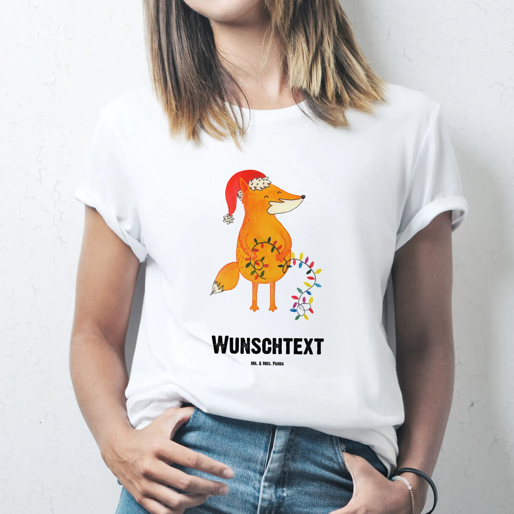 Rozmiar L Personalizowana koszulka lis Boże Narodzenie T-Shirt mit Aufruck, T-Shirt Personalisiert, T-Shirt mit Namen, Bedrucken, Wunschtext, Winter, Weihnachtsdeko, Weihnachten, Nikolaus, Advent, Heiligabend, Wintermotiv, Weihnachtszeit, Fuchs, Geschenk Weihnachten, Füchse, Spruch schön, Weihnachtsmann