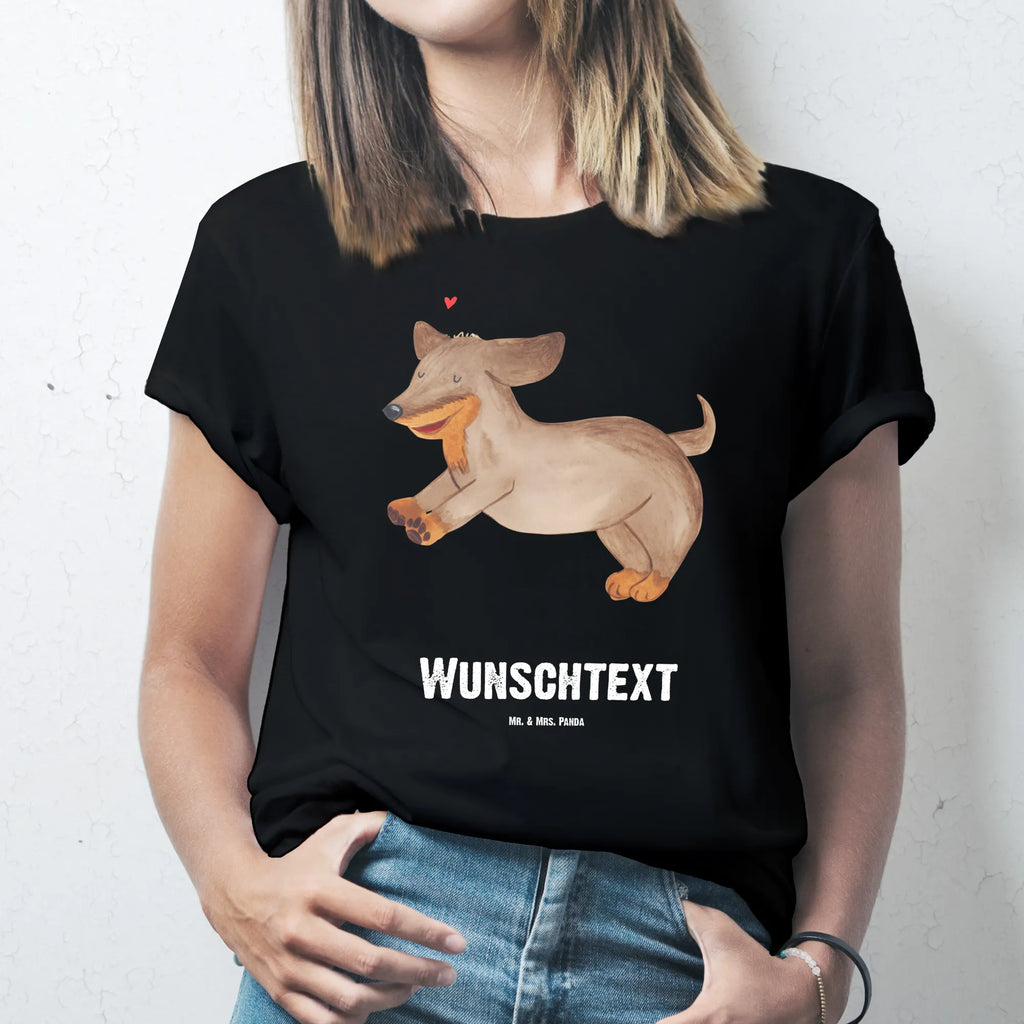 Personalised T-Shirt Dog dachshund T-Shirt Personalisiert, Wunschtext, T-Shirt mit Namen, T-Shirt mit Aufruck, Bedrucken, Hundemotiv, Hund, Haustier, Tierliebhaber, Sprüche, Hunderasse, Hundebesitzer, Dachshund, Dackel, Happy Dog, Hunde